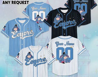 Custom Eeyore Baseball Jersey, Personalize Disney Winnie the Pooh Shirt, Baseball Team Outfit