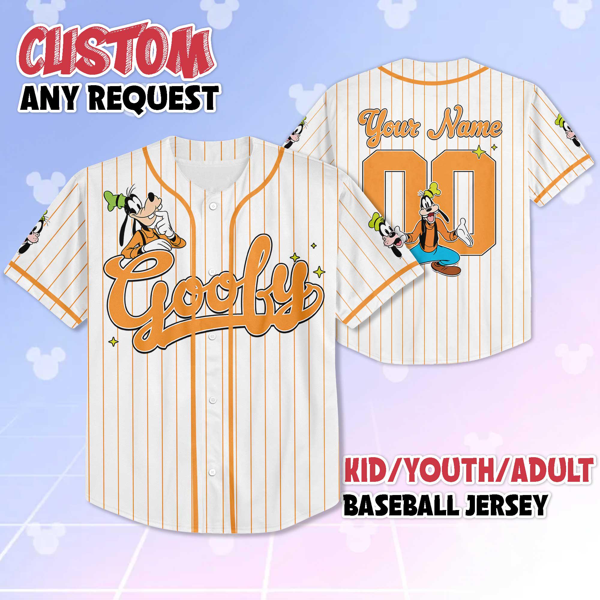 Discover Custom Goofy Dog Baseball Jersey, Personalize Disney Mickey and Friends Shirt, Baseball Team Outfit