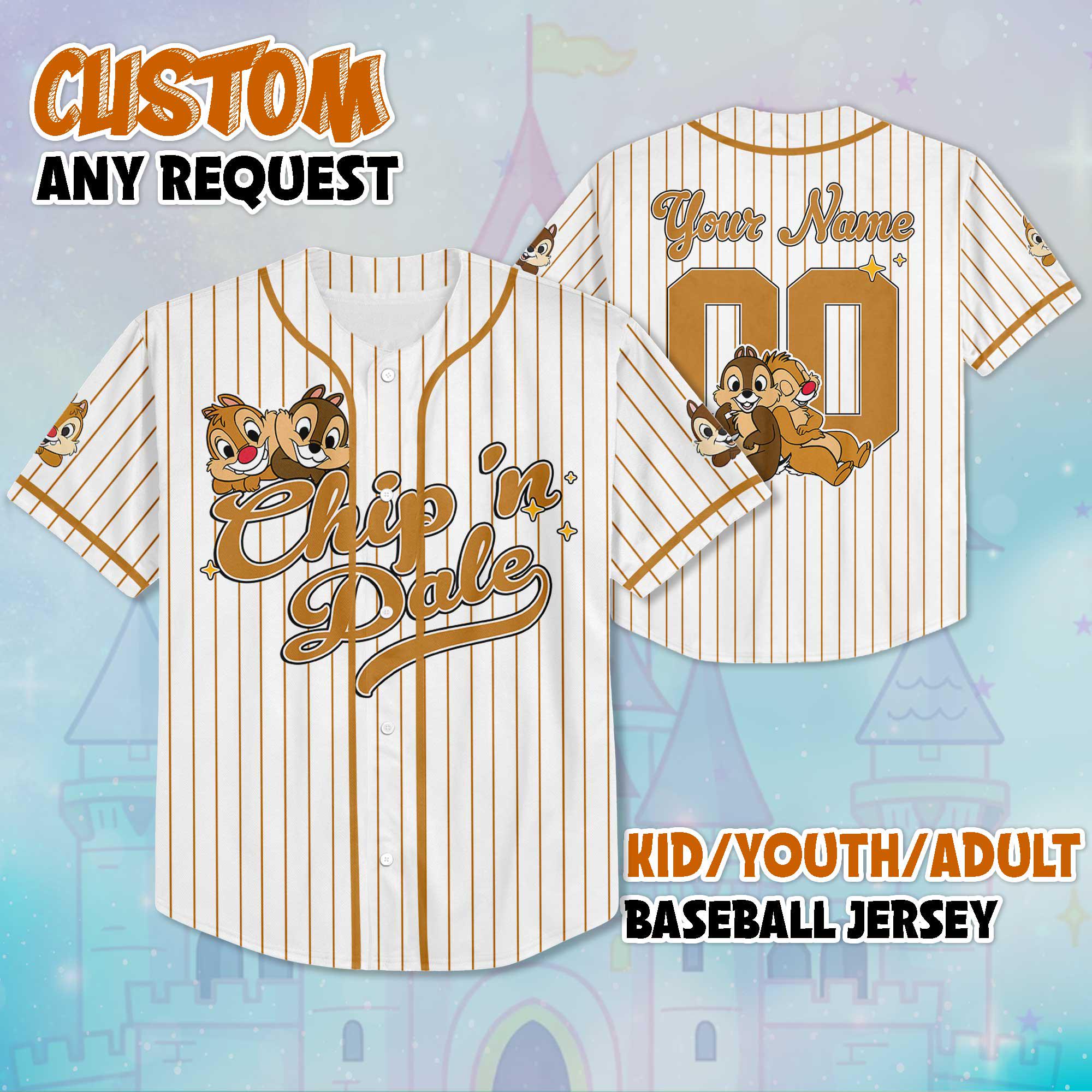 Discover Custom Chip and Dale Baseball Jersey, Personalize Disney Cartoon Shirt, Baseball Team Outfit
