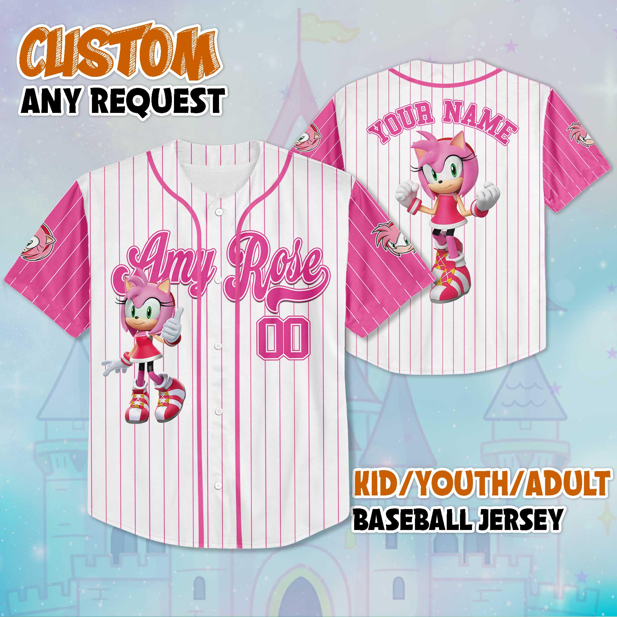 Discover Personalize Amy Rose Baseball Jersey, Sonic the Hedgehog Jersey Shirt, Amy Rose Baseball Team Outfit