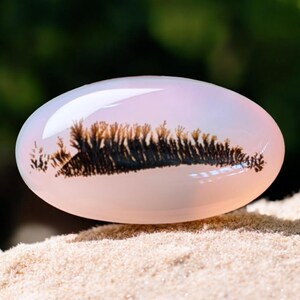 Cabochão de Ágata Dendrítica – Ágata com Padrão Natural de Samambaia – Gema para Paisagens, Ideal para Trabalhos com Arame e Joias em Prata, 27 x 15 mm