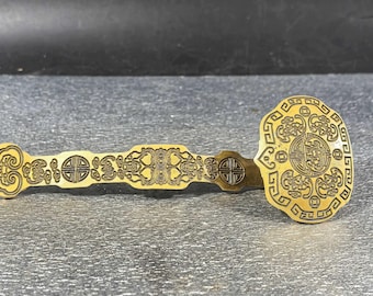Vintage Brass Carved Ruyi Statue