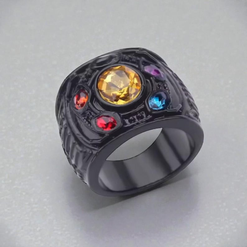 Marvel Thanos Zinc Ring With Six Infinity Stones in Golden/brown/dark ...