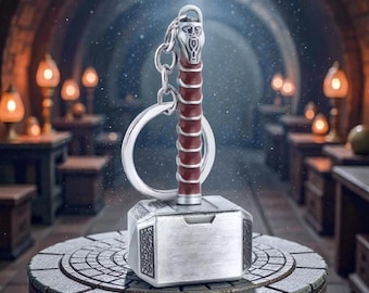 Llavero y abrebotellas de zinc Mjolnir de Thor en color plata y oro