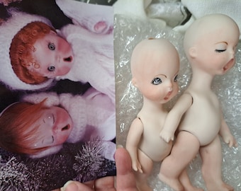 Caroling Porcelain Doll set of 2, Ready to Finish. 6&quot; tall, Singing,  Already strung, ready to wig and dress. ESTATE SALE
