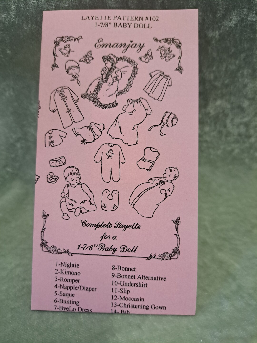 Emanjay Pattern for Miniature Babies Wardrobe of Clothing. 12th Scale ...