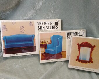 MIB House of Miniatures Chippendale Livingroom Set of Kits #40015, 40016 & 42403, still sealed from the 70’s