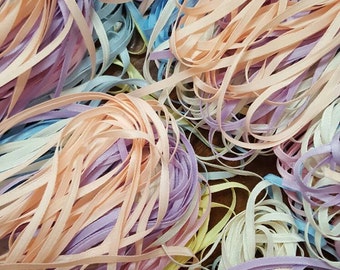 Vintage Ribbon Color Palette of Pastel colors, 1/4" wide Ribbon, Single Sided Satin, 4yards each color, 6 colors, 24 yards total