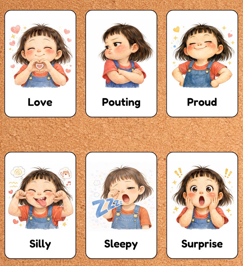 Kids Emotion Flashcards | Illustrated Feelings Cards for SEL (digital ...