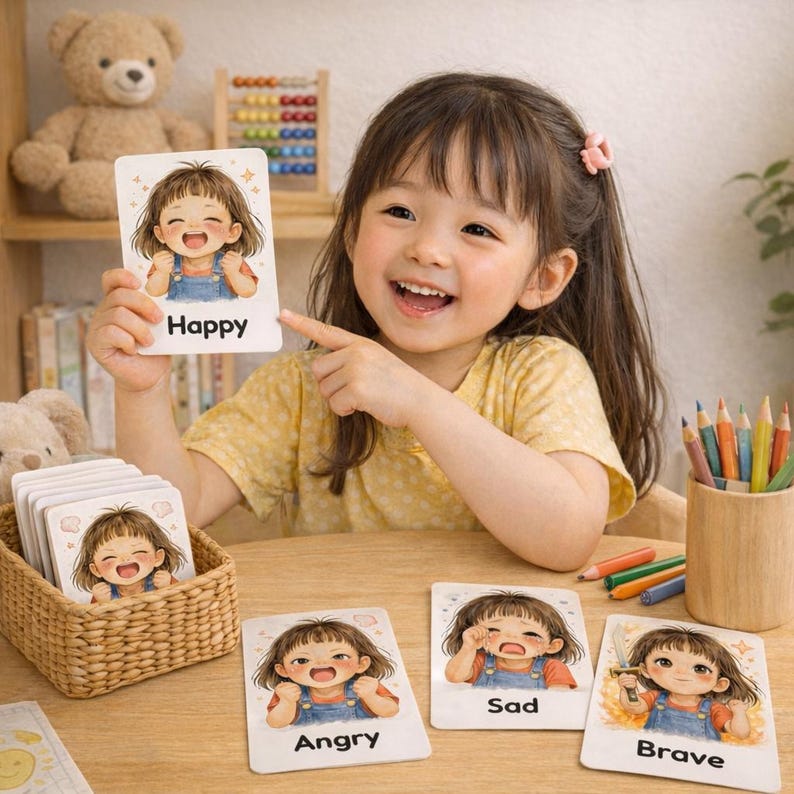 Kids Emotion Flashcards | Illustrated Feelings Cards for SEL (digital ...