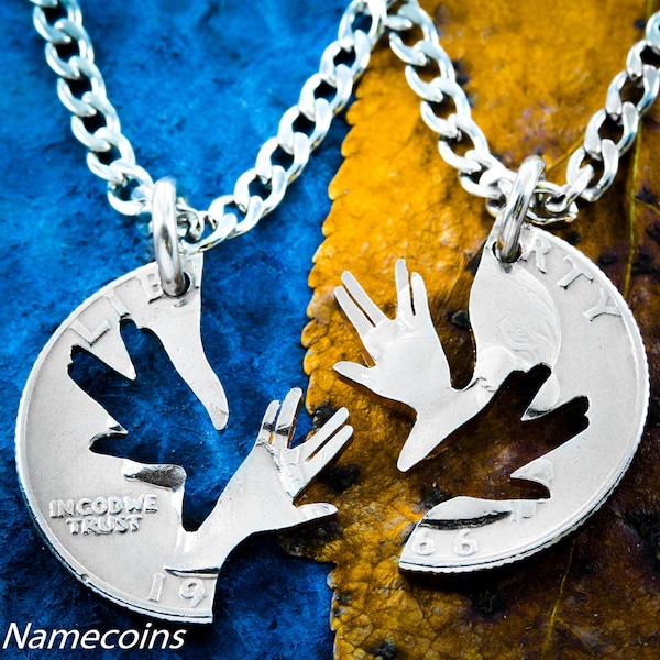 Star Trek Inspired Jewelry, Nerd BFF Necklaces, Vulcan Farewell Set, Geekery on a 1966 Interlocking Cut Coin