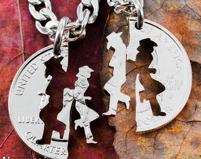 Cowgirl Jewerly, His and Hers Cowboy Necklaces, Western Couples Gifts, Matching Set, Gifts for Her, Hand Cut Coin