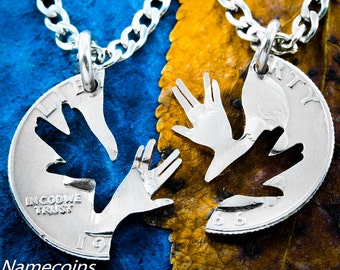 Star Trek Inspired Jewelry, Nerd BFF Necklaces, Vulcan Farewell Set, Geekery on a 1966 Interlocking Cut Coin