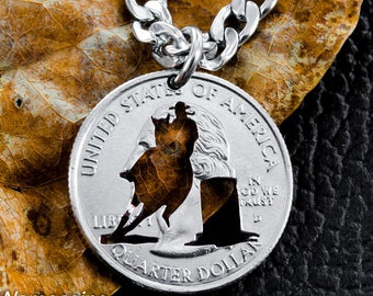 Barrel Racer Necklace, Western Jewelry, Hand Cut Coin