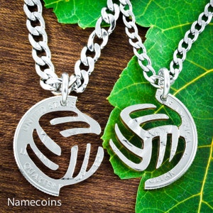 Volleyball Best Friend Necklaces, BFF Gifts, Hand Cut Coin