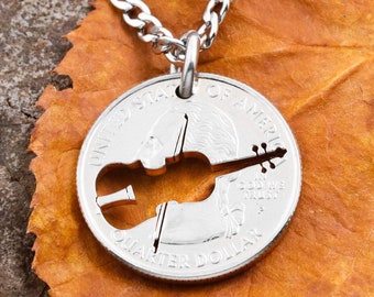 Violin Necklace Cut by Hand from a Quarter