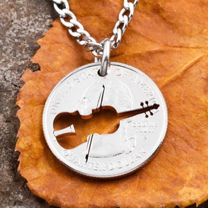 Collar con colgante de violín musical grande para mujer, collar de violín  musical, colgante de plata de ley con dije de música disponible en tamaños