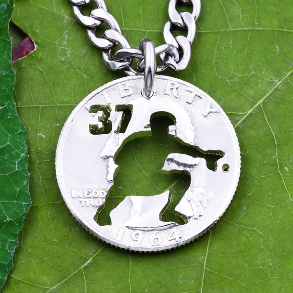 Catcher Necklace with Custom Jersey Number, Catching Baseball or Softball, Athlete's Gift, Summer Season, Man or Woman, Hand Cut Coin