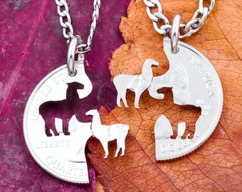 Llama Best Friends Necklaces BFF Gift Friendship Jewelry Personalized Hand Cut Coin Etsy