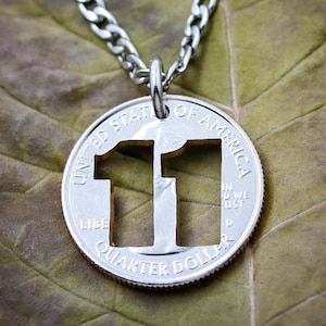 Custom Jersey Number Necklace, Number Jewelry, Sports Necklaces, Hand Cut Coin