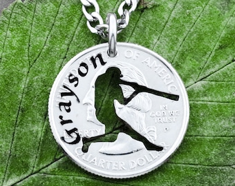 Diseño de bandera de béisbol con nombre grabado personalizado, joyería deportiva, moneda tallada a mano