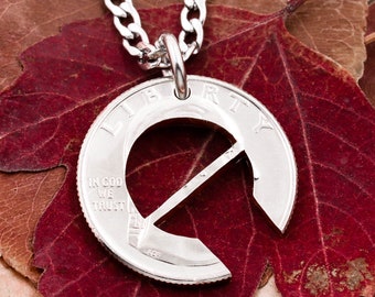 Microphone Necklace, Silhouette of a Tilted Mic, Hand Cut Coin