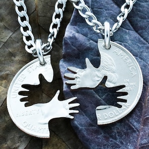 2 Hände Paare und beste Freund Halsketten, BFF Geschenke für 2