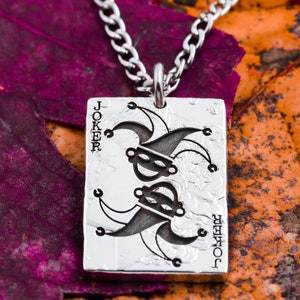 Collana di carte da gioco Joker, scegli una delle 53 carte, fiori, quadri, cuori, picche, asso, re, regina, jack, jolly, moneta tagliata a mano