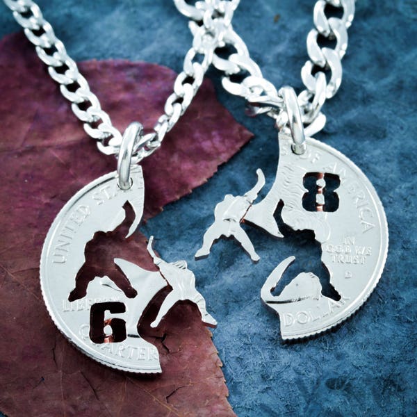 Hockey Gifts, Best Friend Necklaces, Personalized Jersey Numbers, Hockey Player, Goalie Necklace, Ice Hockey Jewelry Hand Cut Coin