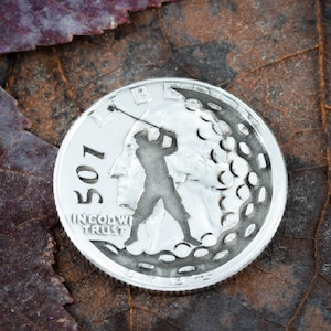 Custom Golf Ball Marker, Number Engraved, Etched Quarter