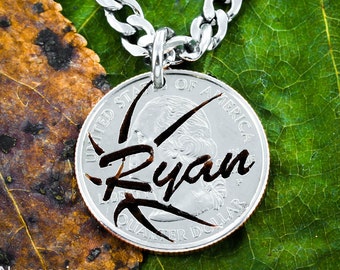 Basketball Necklace with Your Name, Hand Cut Coin