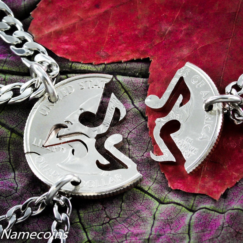 Music Note Necklace 3 Piece Friendship Jewelry Handmade Etsy