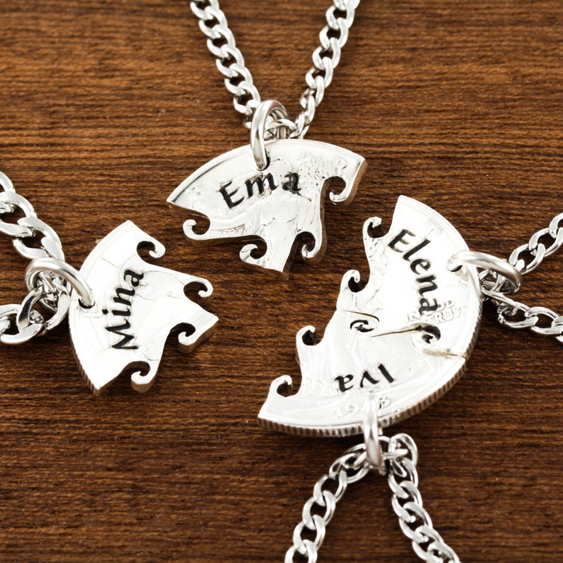 4 Best Friend Necklace Custom Name Necklaces 4 BFF Gift Etsy