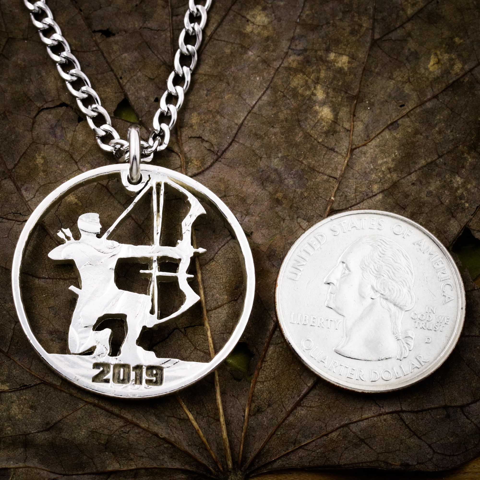 Archer Necklace Hunting Jewelry Compound Bow and Arrow Etsy