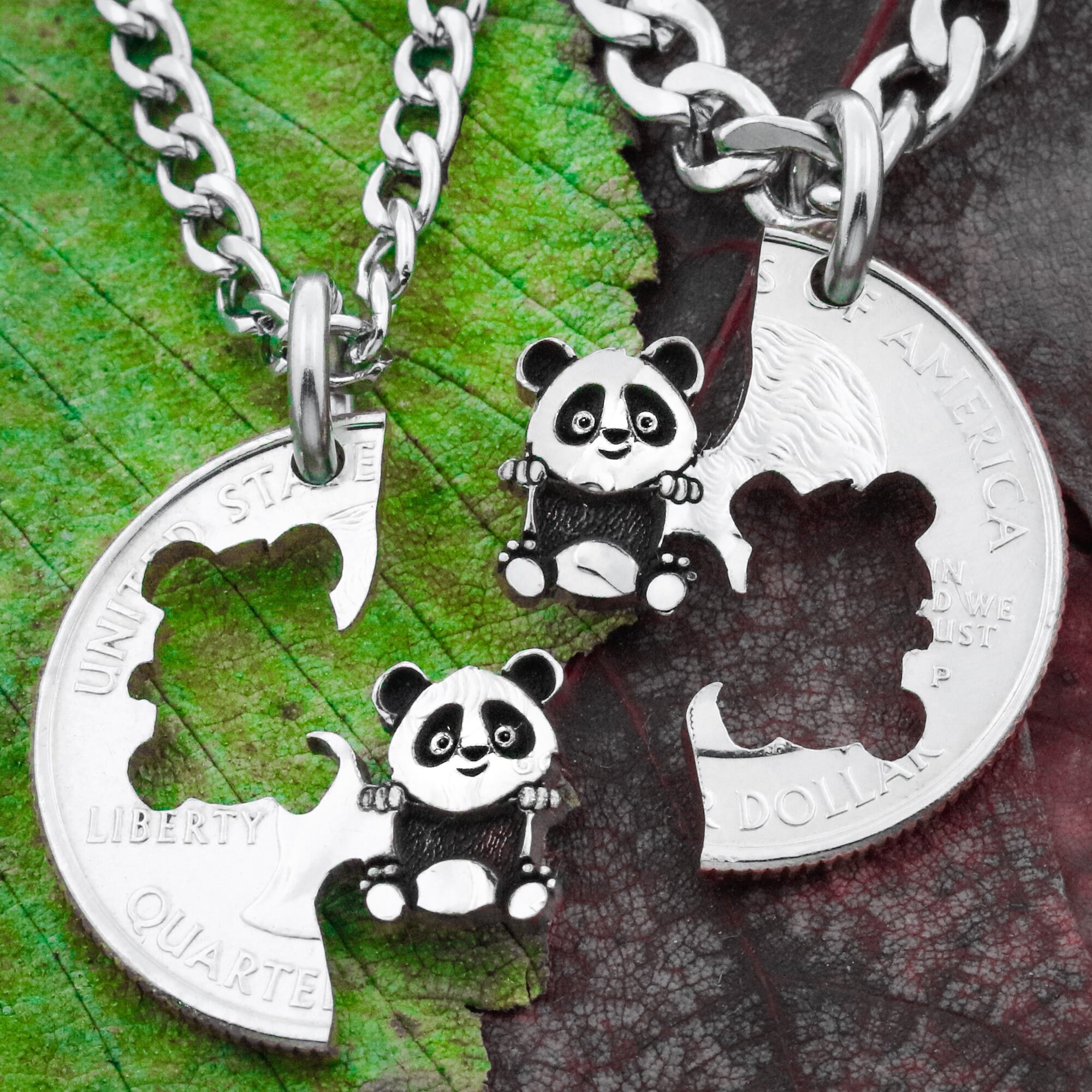 Cute Panda Bear Interlocking Necklaces