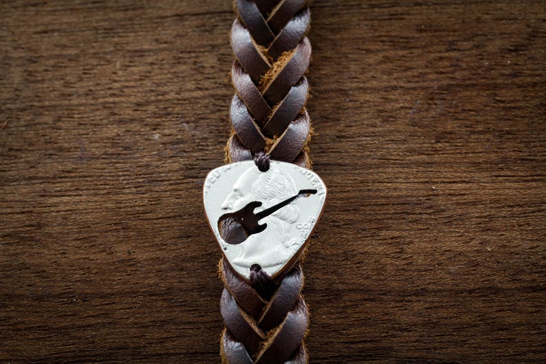 Guitar Pick Leather Bracelet Woven and Braided Bracelets Etsy
