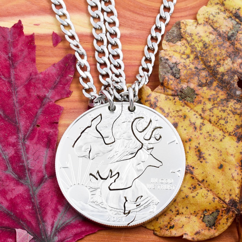 Buck and Doe Couples Necklaces With Fawn and Spike Deer Etsy