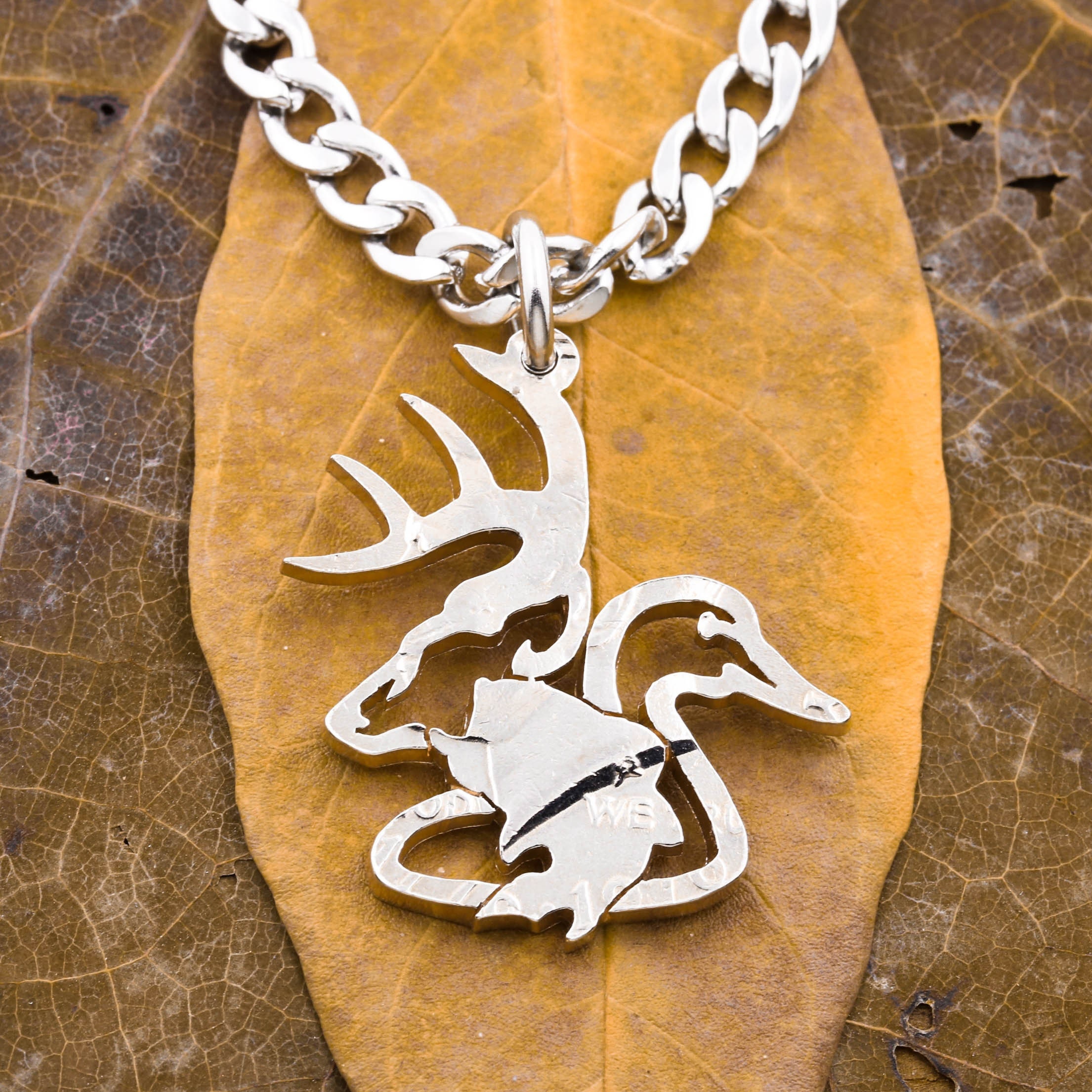 Hunting Necklace, Buck and Doe with Child, Baby Spike Deer – Namecoins