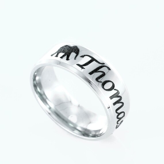 Platinum ring with name engraved sale