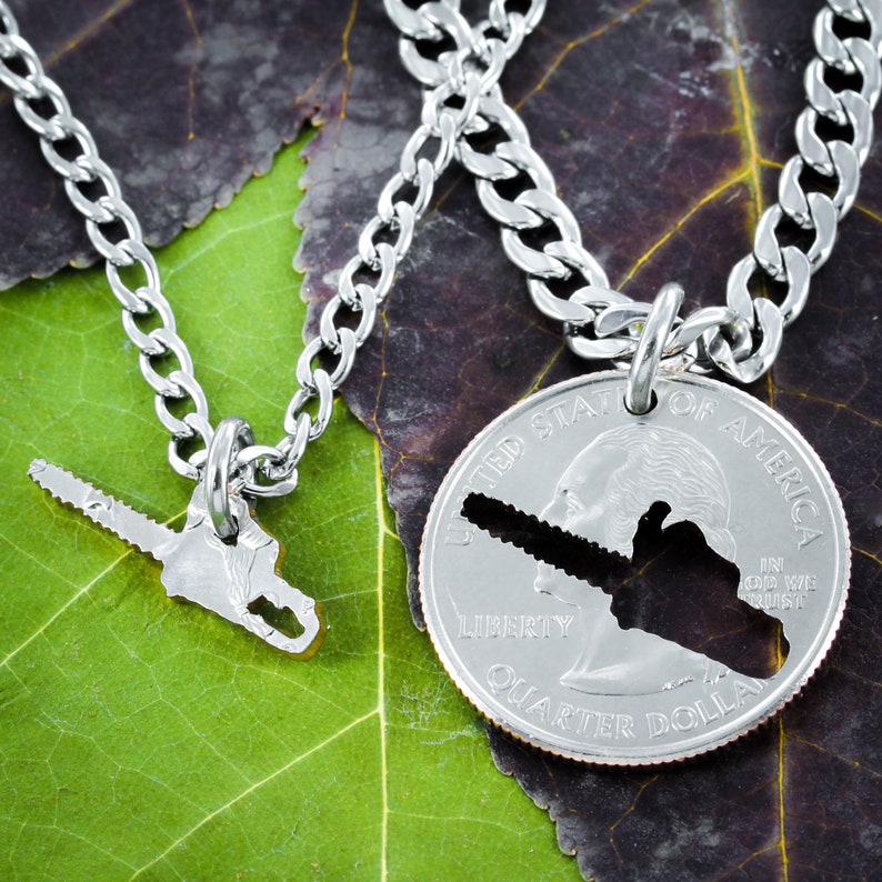 Logger Wife BFF Lumberjack Chainsaw Coin Gift Woodsman Couples Keychain Jewelry