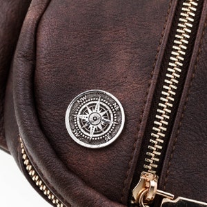 Compass Pin, Backpack Pin, Lapel Pin Gifts for Him, Pins for Bags, Nautical Jewelry, Engraved Coin with Texture