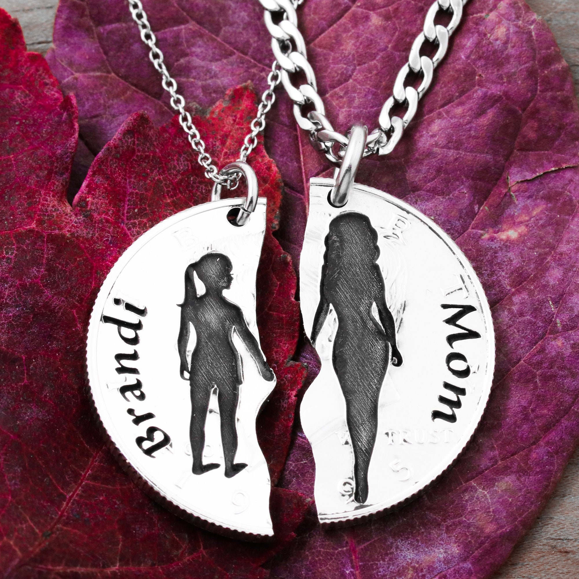 Mom and Daughter Necklaces Young Girl With Mother Etsy