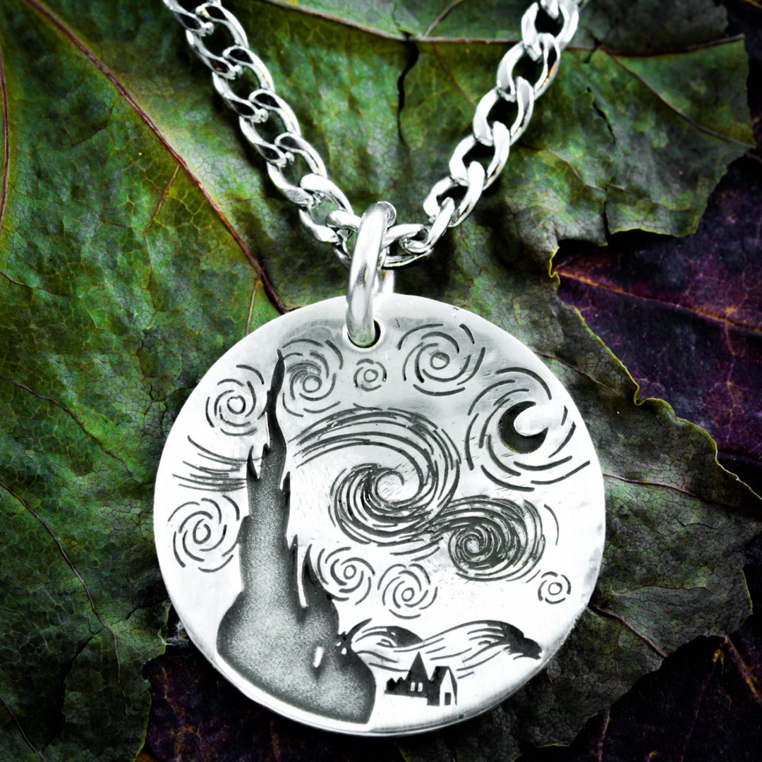 Silver Starry Night Necklace Van Gogh Jewelry Etsy