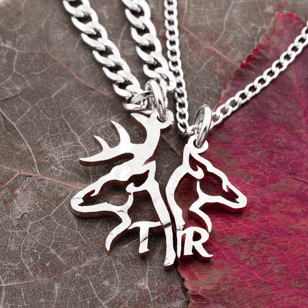 Buck and Doe Couples Necklaces Custom Cut Initials Back to Etsy