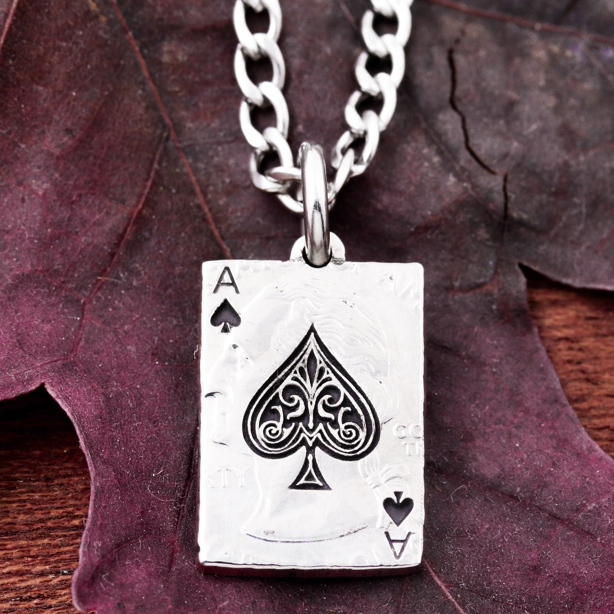 Buy Sketched Design of Ace of Spades, Engraved Spade Necklace, Playing Card  Design, Hand Cut Coin Online in India - Etsy