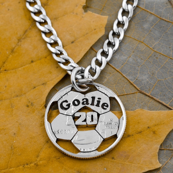Soccer Coach Necklace, Custom Engraved Team or Name, Hand Cut
