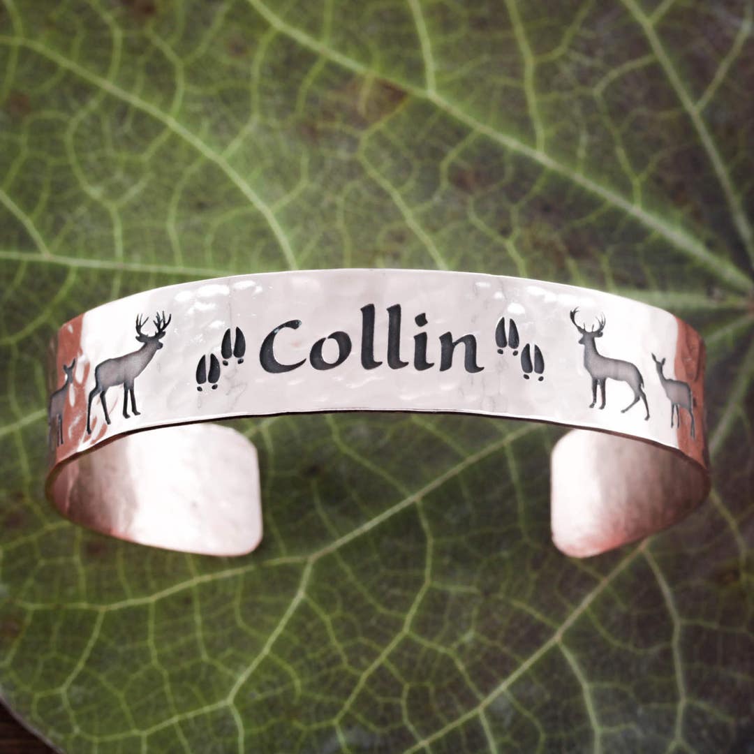 Engraved Copper Cuff: Buck and Doe, Personalized Family Name - Etsy