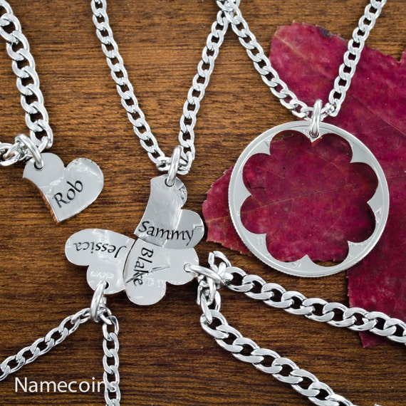 Bespoke Heart Necklaces 5 Piece Custom Engraved Names Puzzle