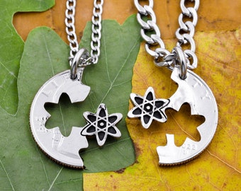 Interlocking Atom Necklaces: Hand Cut Science Jewelry Gift