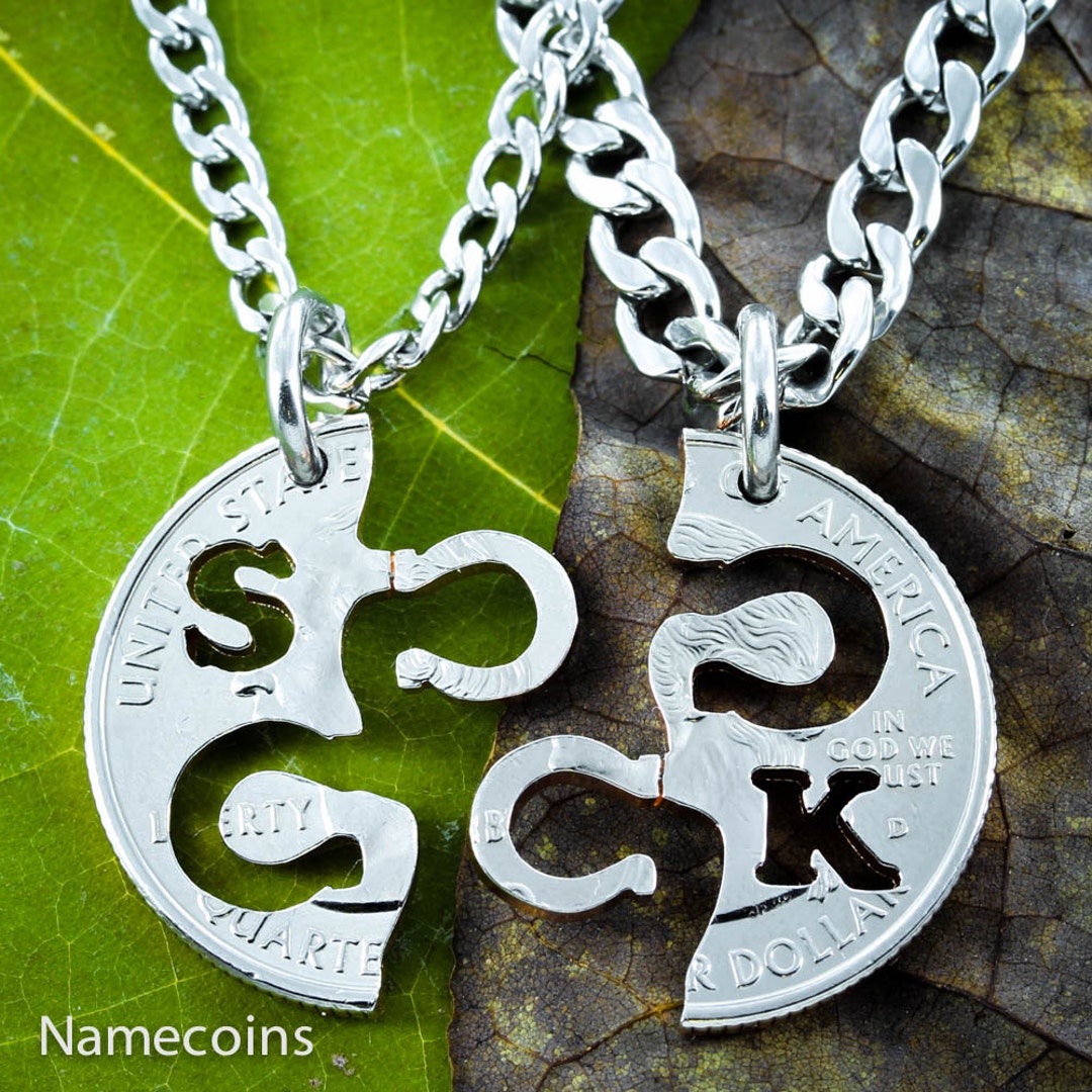 Horseshoe Best Friend Necklaces With Initials, BFF Gifts, Equestrian Jewelry, Friendship Set